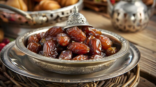 Photo dried date palm fruits or kurma ramadan ramazan food