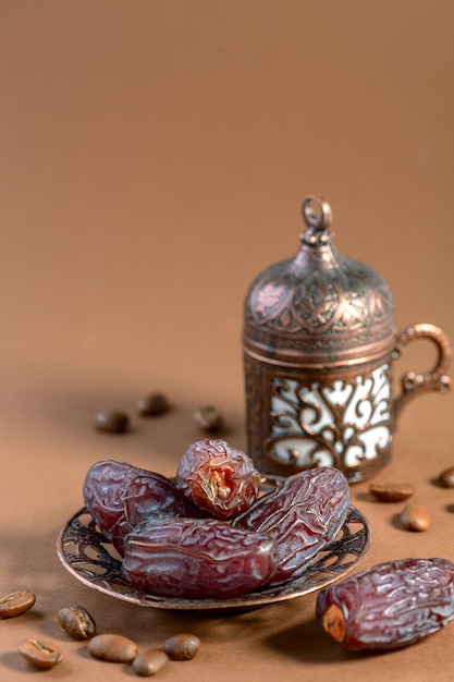 Dried dates are traditional Oriental dessert for Arabic coffee