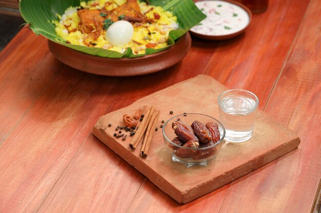 Dried dates Ramadan dried dates placed in a glass bowl