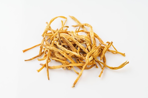 Dried daylily on a monochrome background