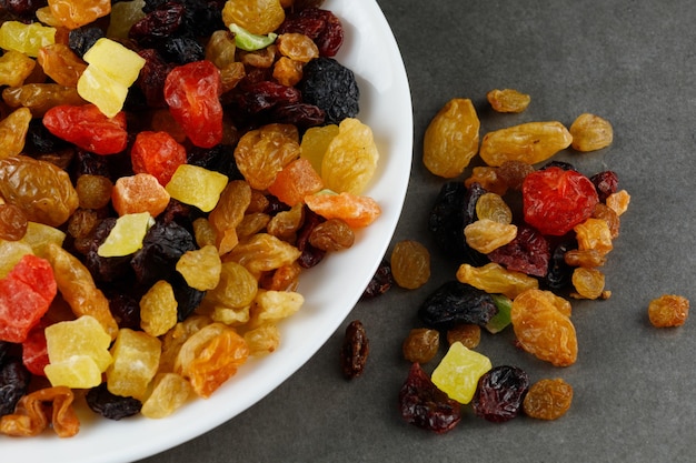 Dried exotic fruits on a plate