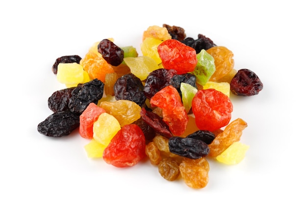 Dried exotic fruits on white isolate