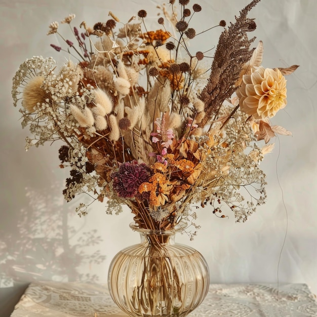 Dried Flowers and Book Vase