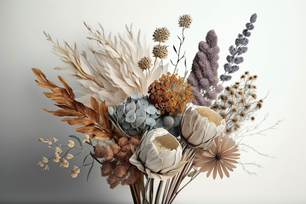 Dried flowers bouquet Floral design for prints postcards or wallpaper