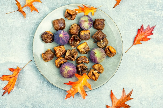 Dried and fresh figs autumnal dessert