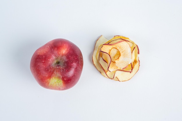 Dried fruits isolated on white background Healthy eating concept Top view