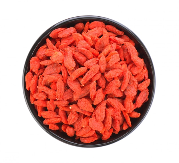 Dried goji berries in a bowl