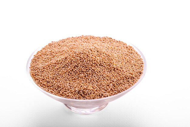 Dried grains bird food Yellow millet seeds in pot