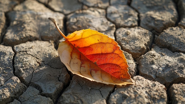 Dried Leaf on Cracked Earth