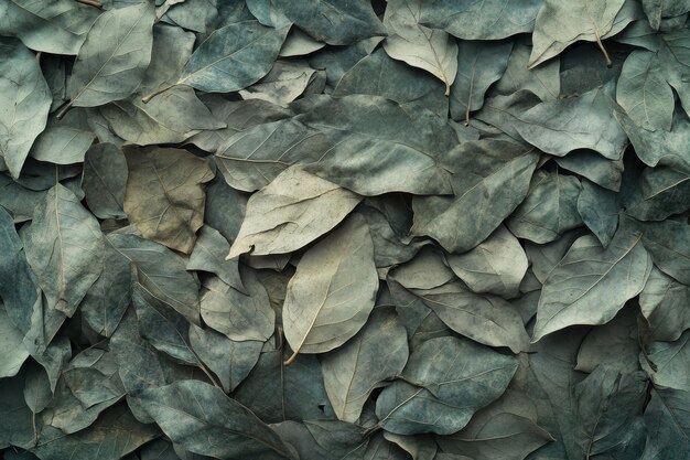 Photo dried leaves forming a layered mosaic on the forest floor in autumn season