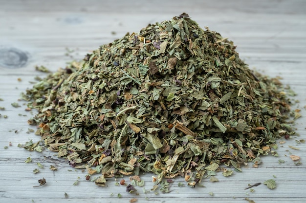 Dried natural basil spice Ocimum basilicum