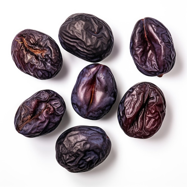 Dried Plums isolated on white background Generative AI