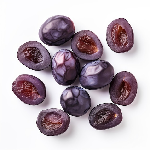 Dried Plums isolated on white background Generative AI