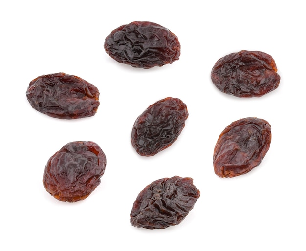 Dried raisins isolated on white background