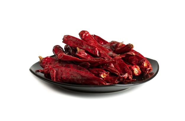 Dried Red Chili Peppers on White Background