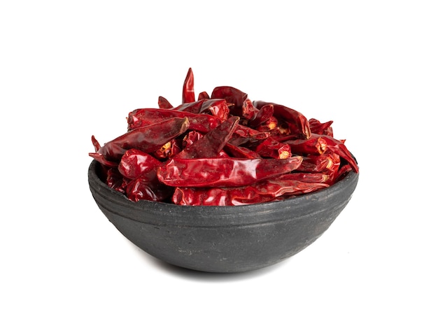 Dried Red Chili Peppers on White Background