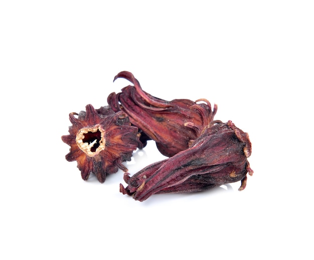 Dried roselle isolated on the white background