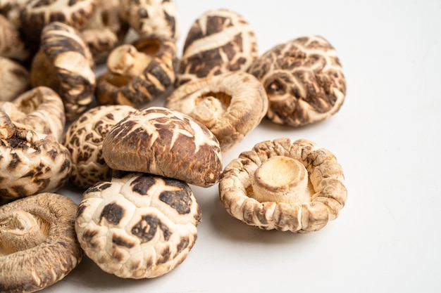 Dried shiitake mushroom isolated on white background with clipping path healthy food