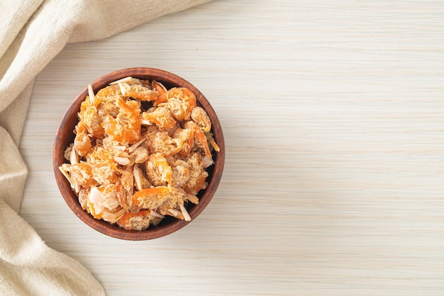 dried shrimps or dried salted prawn in bowl