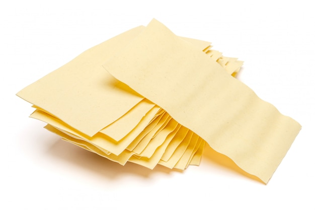 Dried uncooked lasagna pasta sheets