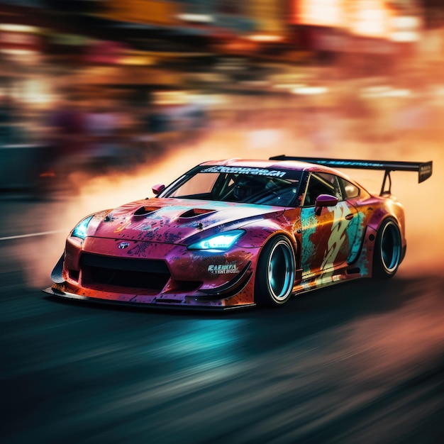 Drift racing japan tuning cars smoke speed drone photo tokio wallpaper photo