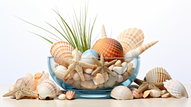 Driftwood and Seashell Symphony on Transparent Background