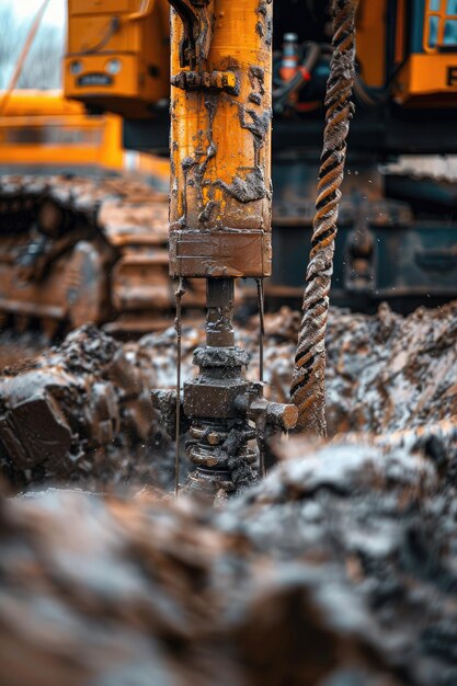 a drilling rig drills a well Selective focus