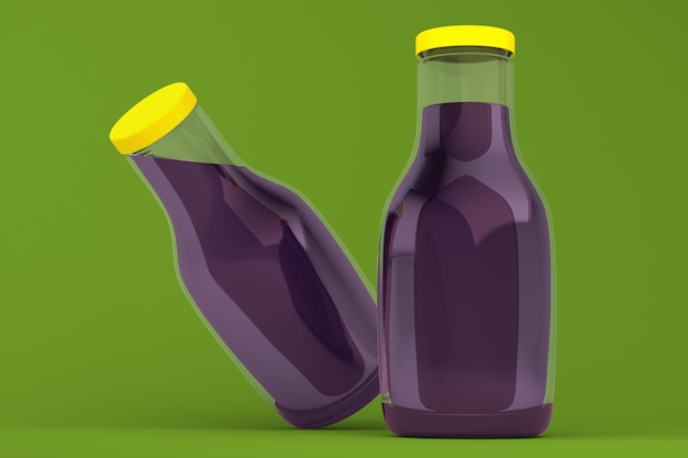 Drink Bottles Front Side Isolated In Green Background