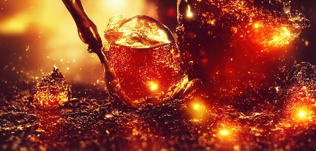 Drink cola soda with ice cubes in a glass closeup macro Fizzy sparkling Soda cola water Refreshing bubble Soda Pop with Ice Cubes Cold soft drink 3d illustration