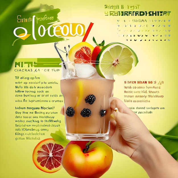 Photo drink with fruit mockup