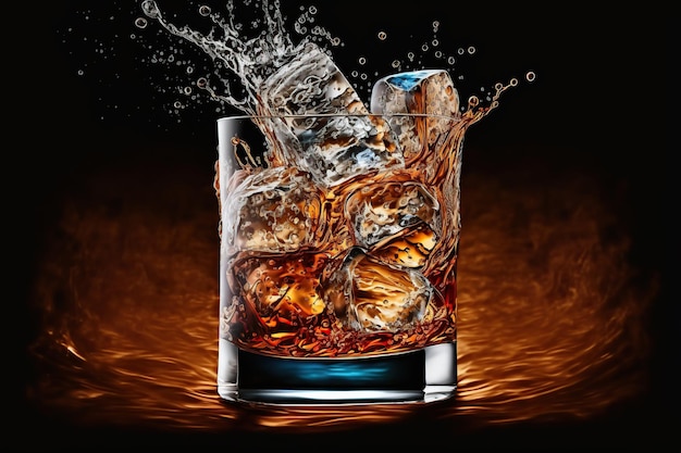 Drink with ice cocktail splash Generative AI illustration