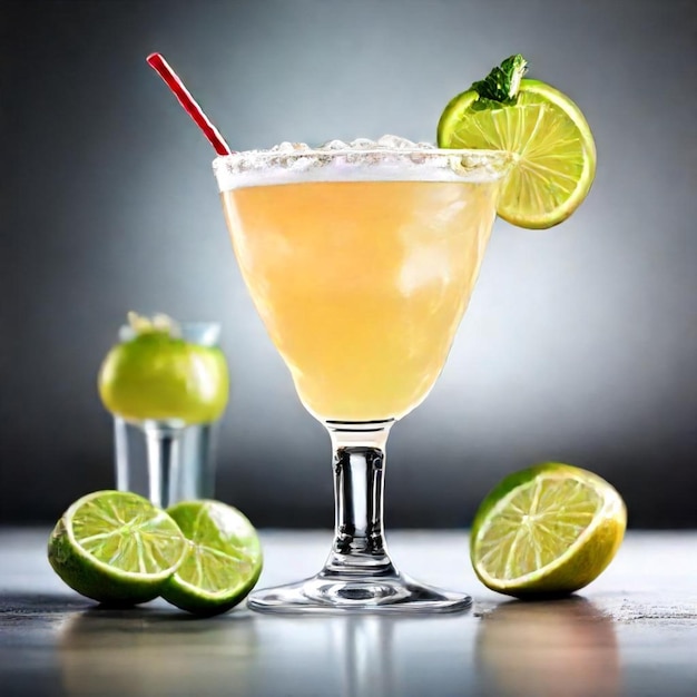 a drink with limes and limes on a table