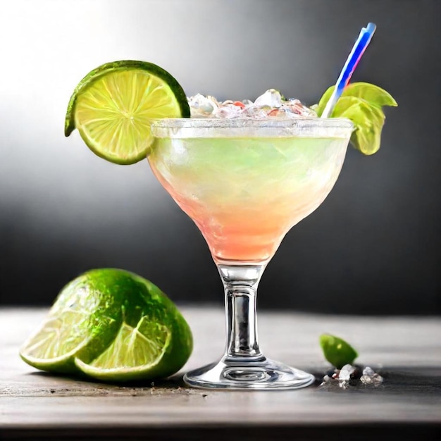 a drink with limes and limes on a table