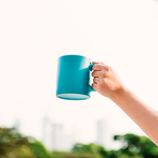 Drinking mug against the sky 