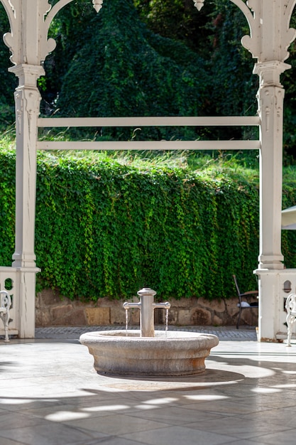 Drinking pavilion with mineral natural water in the spa resort.