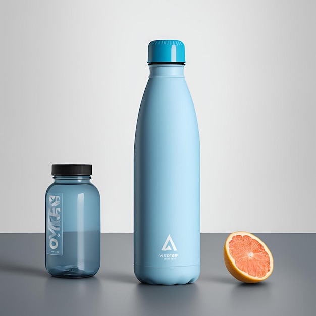 Photo drinking water bottle mockup