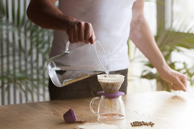 Photo drip brewing filtered coffee or pourover is a method