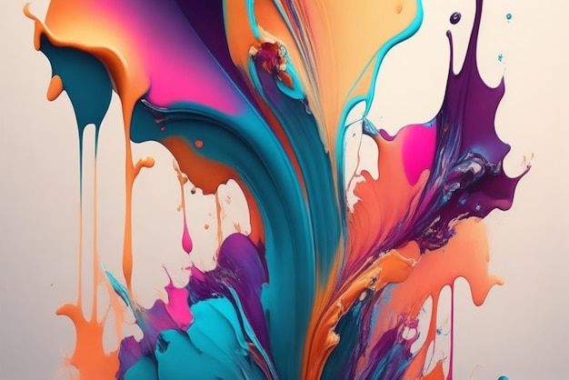 Drip Painting Technique To Create An Abstract Image Where Floral Shapes Form From Splashes Of Paint