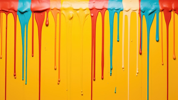 Dripped colorful paint on plain wall