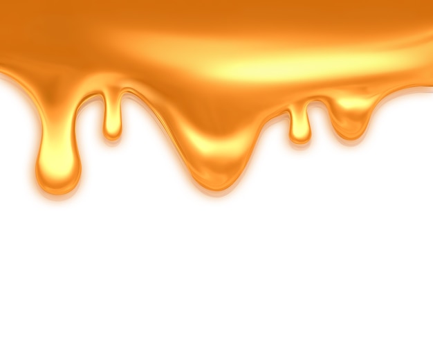 Dripping caramel on light background