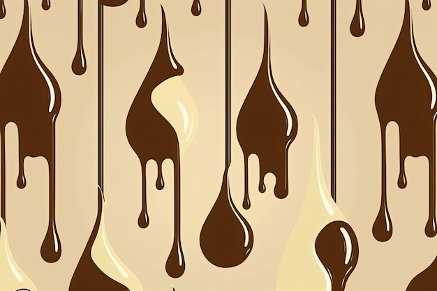 Dripping chocolates on a beige background Generative AI