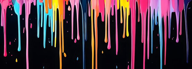 Photo dripping paint in vibrant hues against a dark background