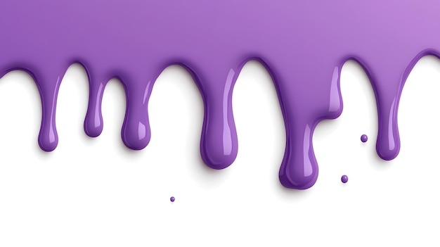 Dripping Purple Paint on a White Background