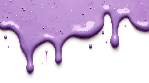 Dripping Purple Paint on a White Background