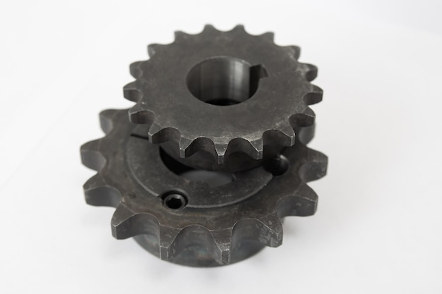 Drive sprocket for driving chain on a white background