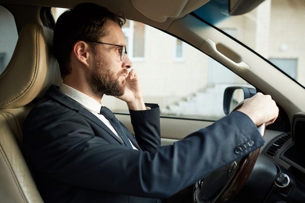 Driver talking on the phone during driving