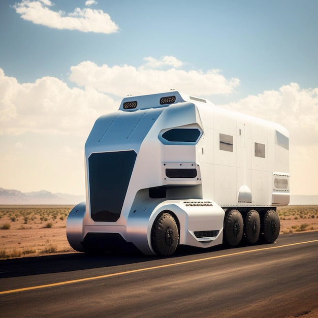 Driverless autonomous truck on the Ai generative