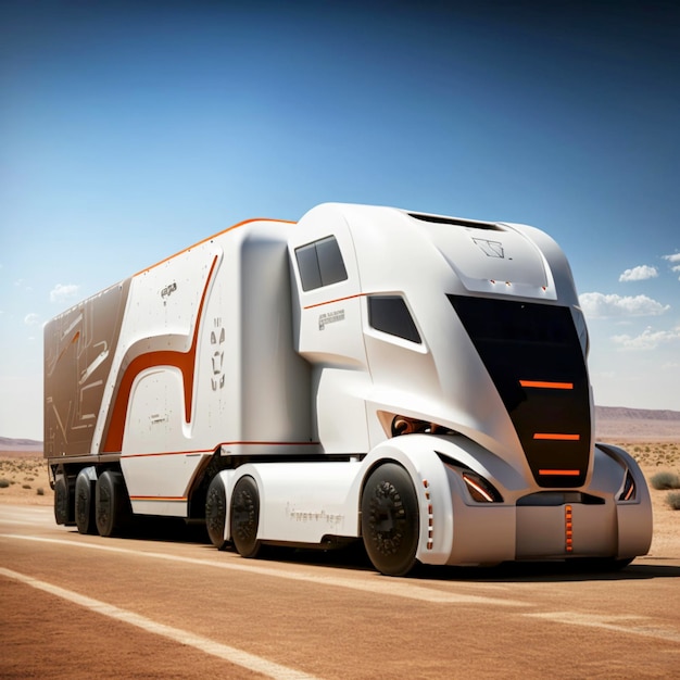 Driverless autonomous truck on the Ai generative