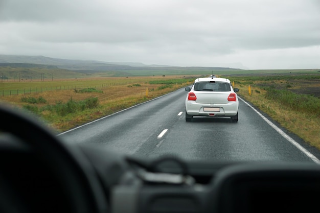 Driving a car perspective of a driver