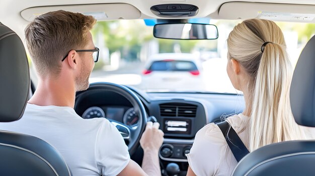 Driving Instructor Guiding Student During On Road Evaluation